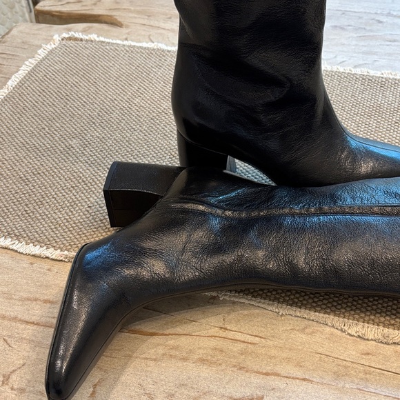 Tory Burch Black Leather Heeled Boots - Picture 2 of 6